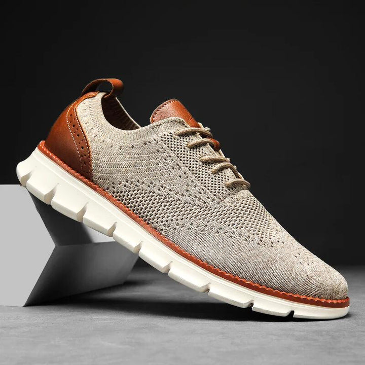 Comfy Non Slip Casual Lace Up Comfort Sneakers - khaki