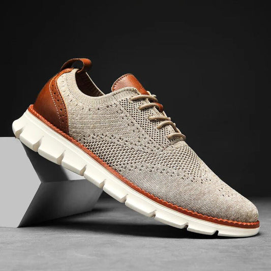 Comfy Non Slip Casual Lace Up Comfort Sneakers - khaki