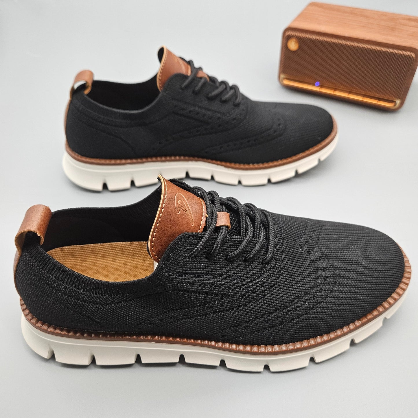 Autumn Comfy breathable Orthopedic Oxford Sneakers For Wide Feet - black