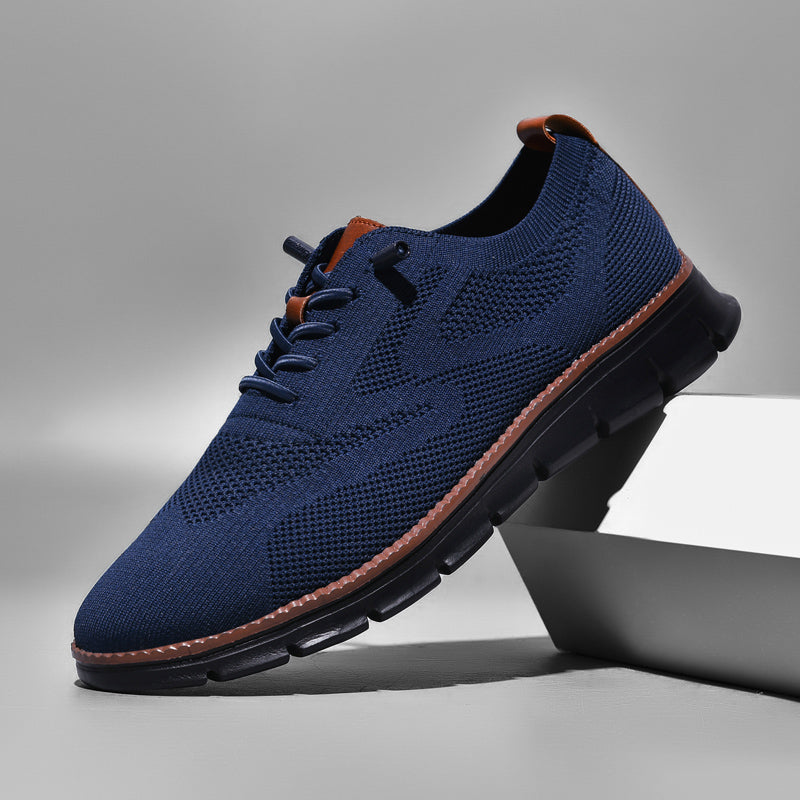 Black Sole Super Comfy breathable Orthopedic Mesh Sneakers For Wide Feet - Navy Blue