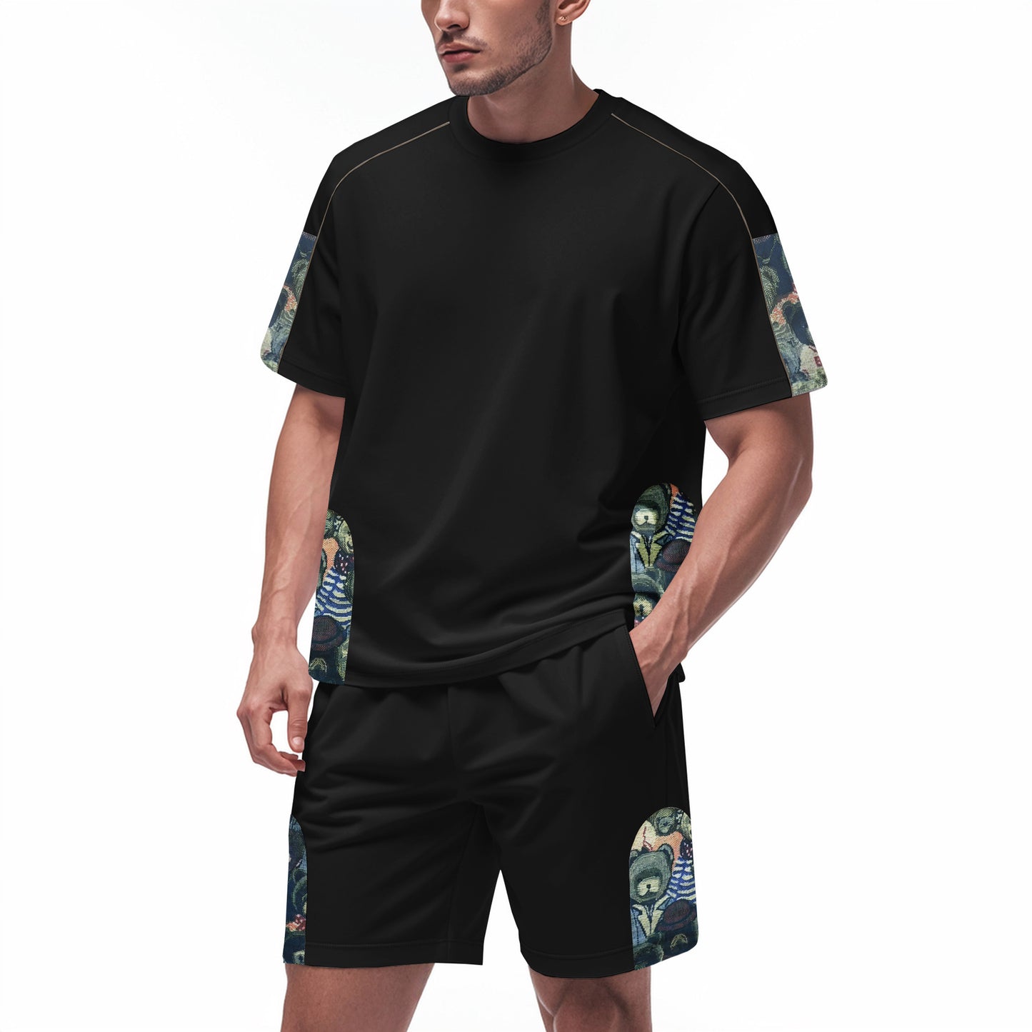 Men's Short-Sleeve Graphic Tee and Shorts Gym Set