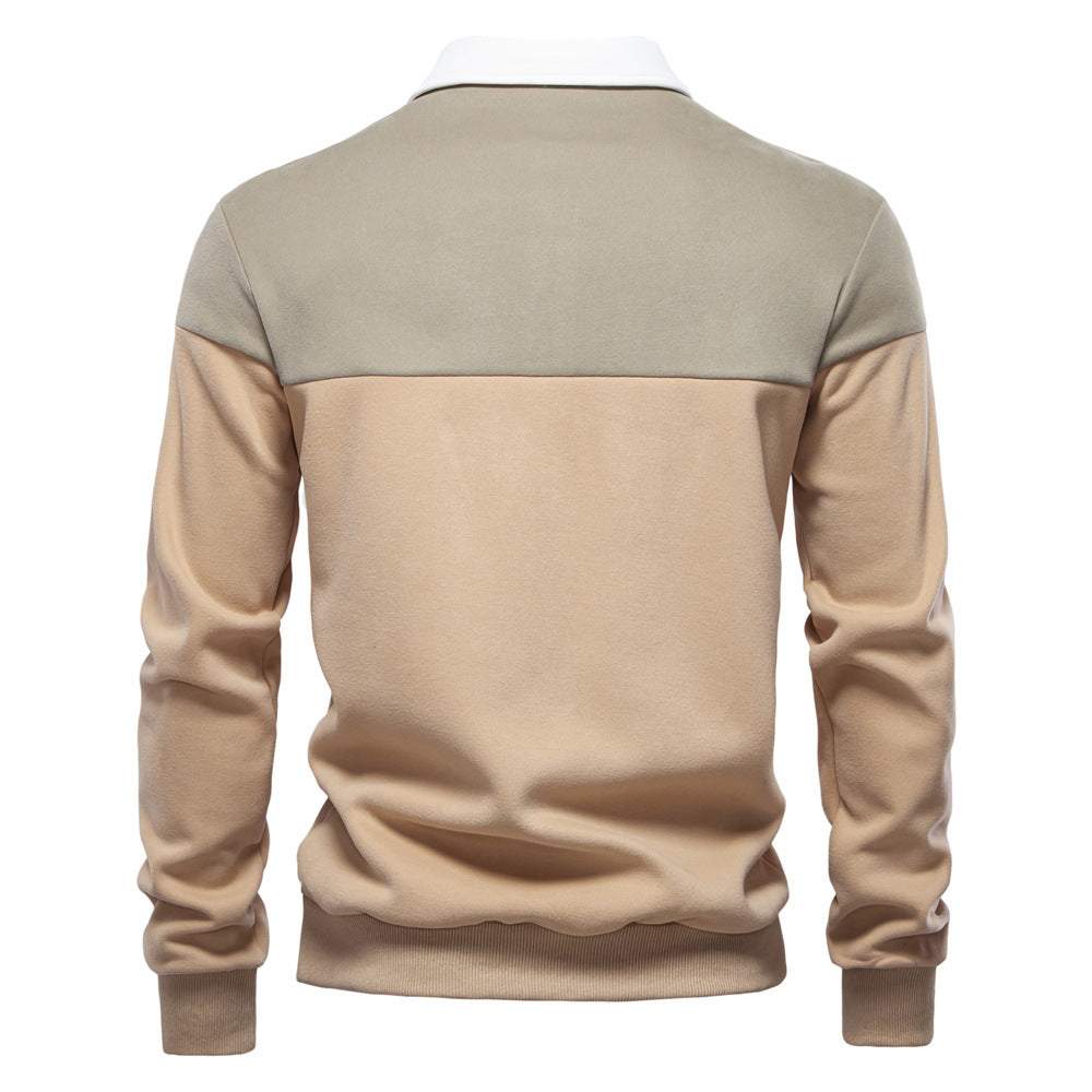Men's Long-Sleeve Two-Tone Polo Shirt