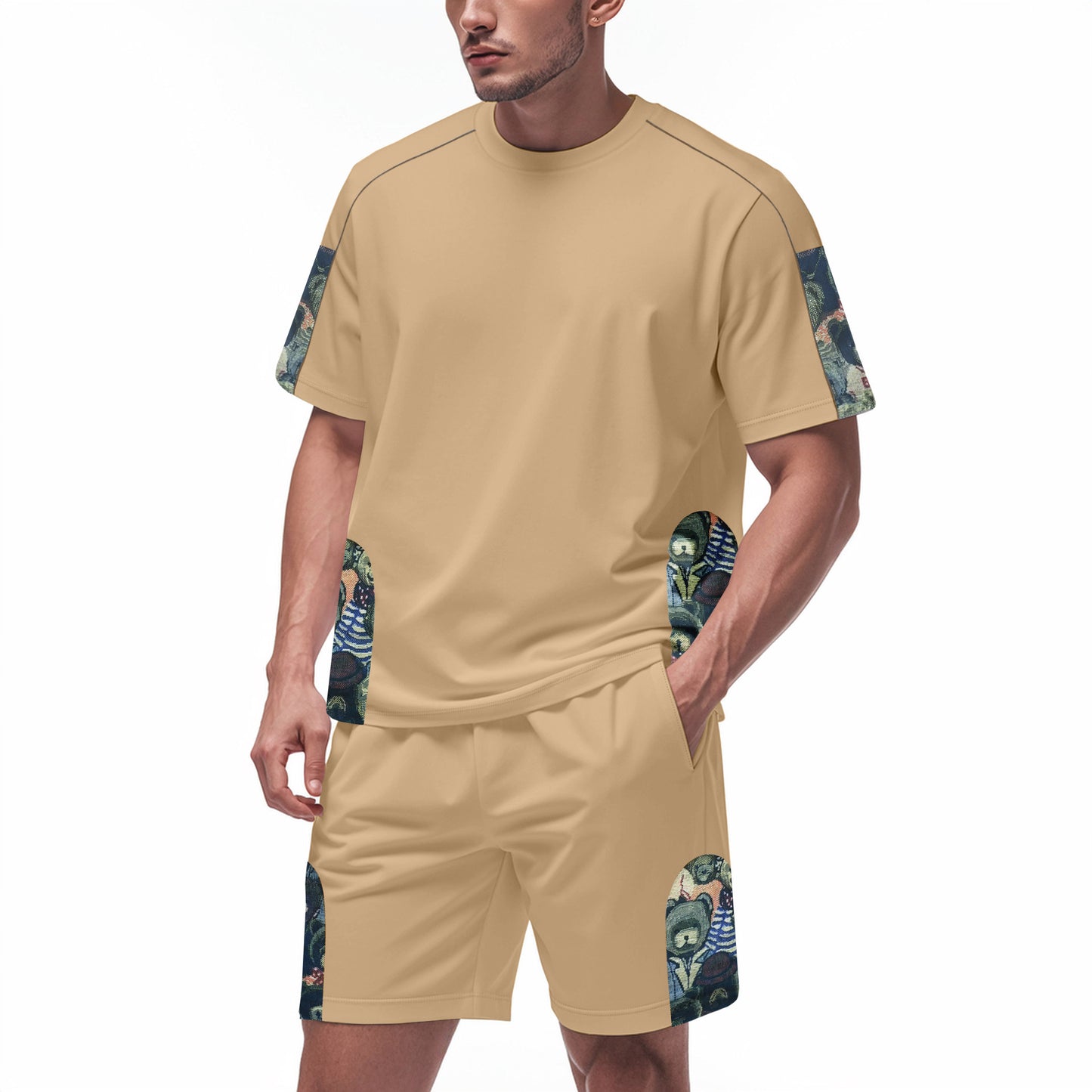 Men's Short-Sleeve Graphic Tee and Shorts Gym Set