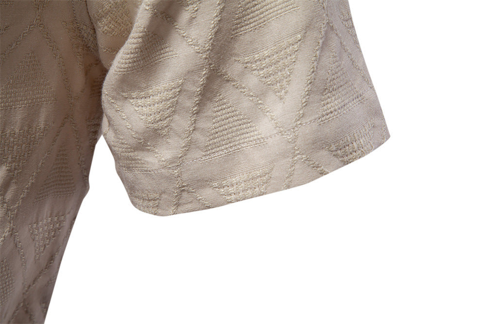 Men's Diamond-Patterned Short-Sleeve Button-Up Shirt