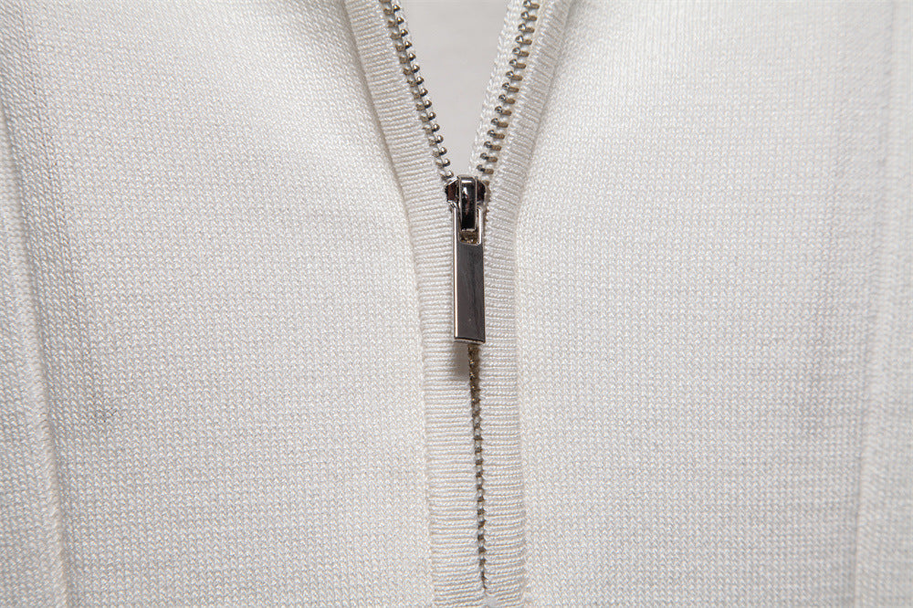 Men's Short-Sleeve Quarter-Zip Polo Shirt with Ribbed Detailing