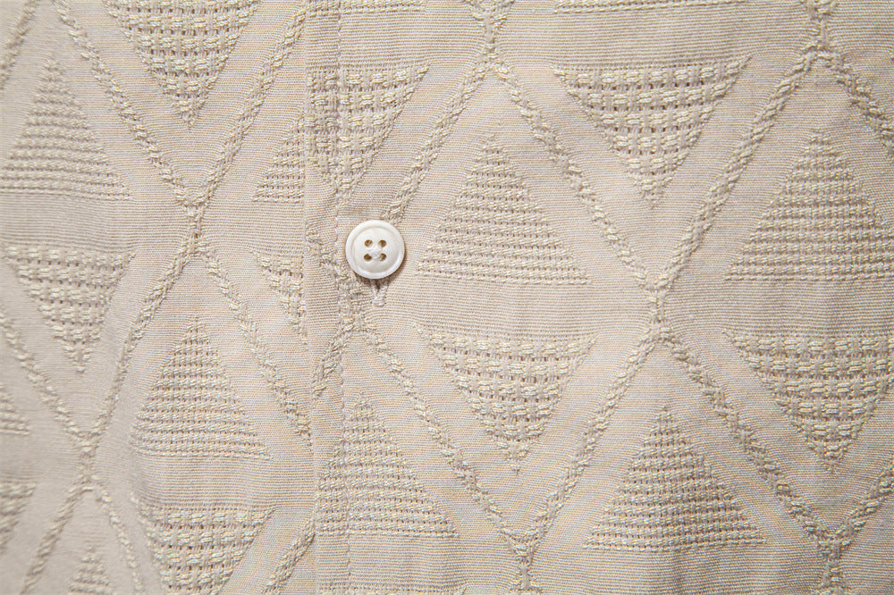 Men's Diamond-Patterned Short-Sleeve Button-Up Shirt
