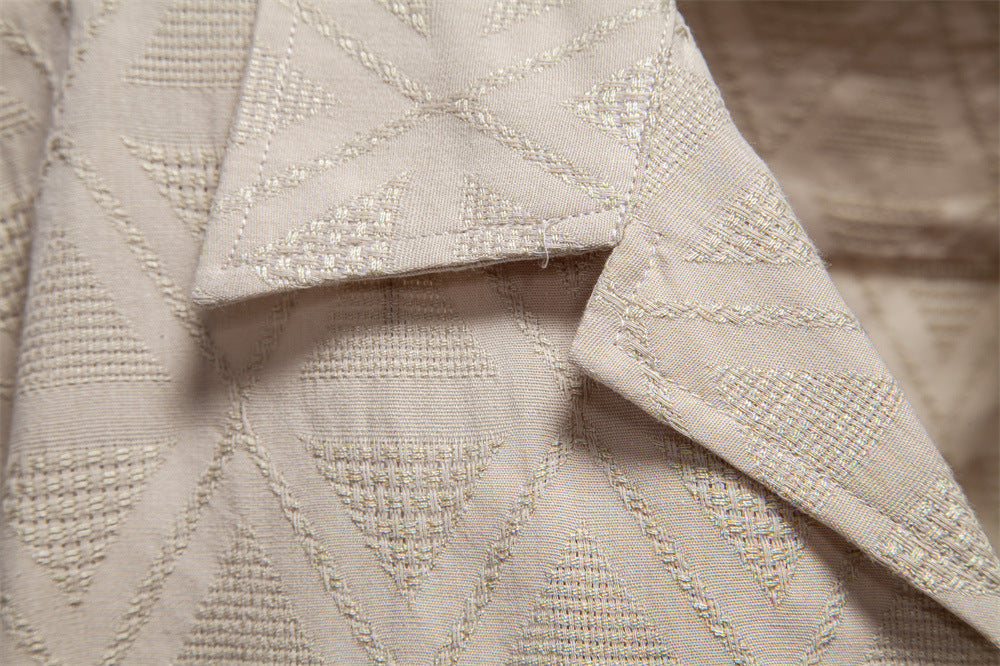 Men's Diamond-Patterned Short-Sleeve Button-Up Shirt