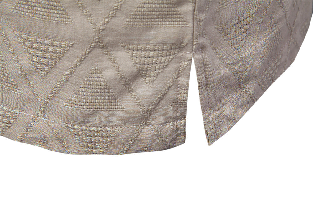 Men's Diamond-Patterned Short-Sleeve Button-Up Shirt