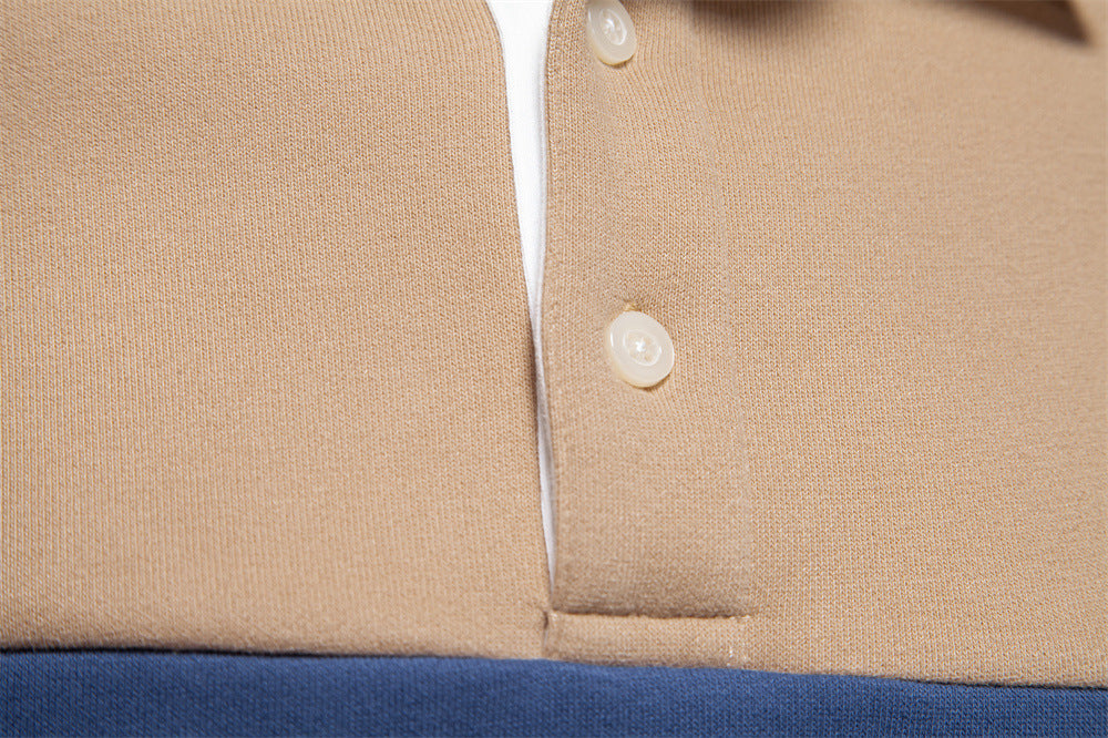 Men's Long-Sleeve Two-Tone Polo Shirt
