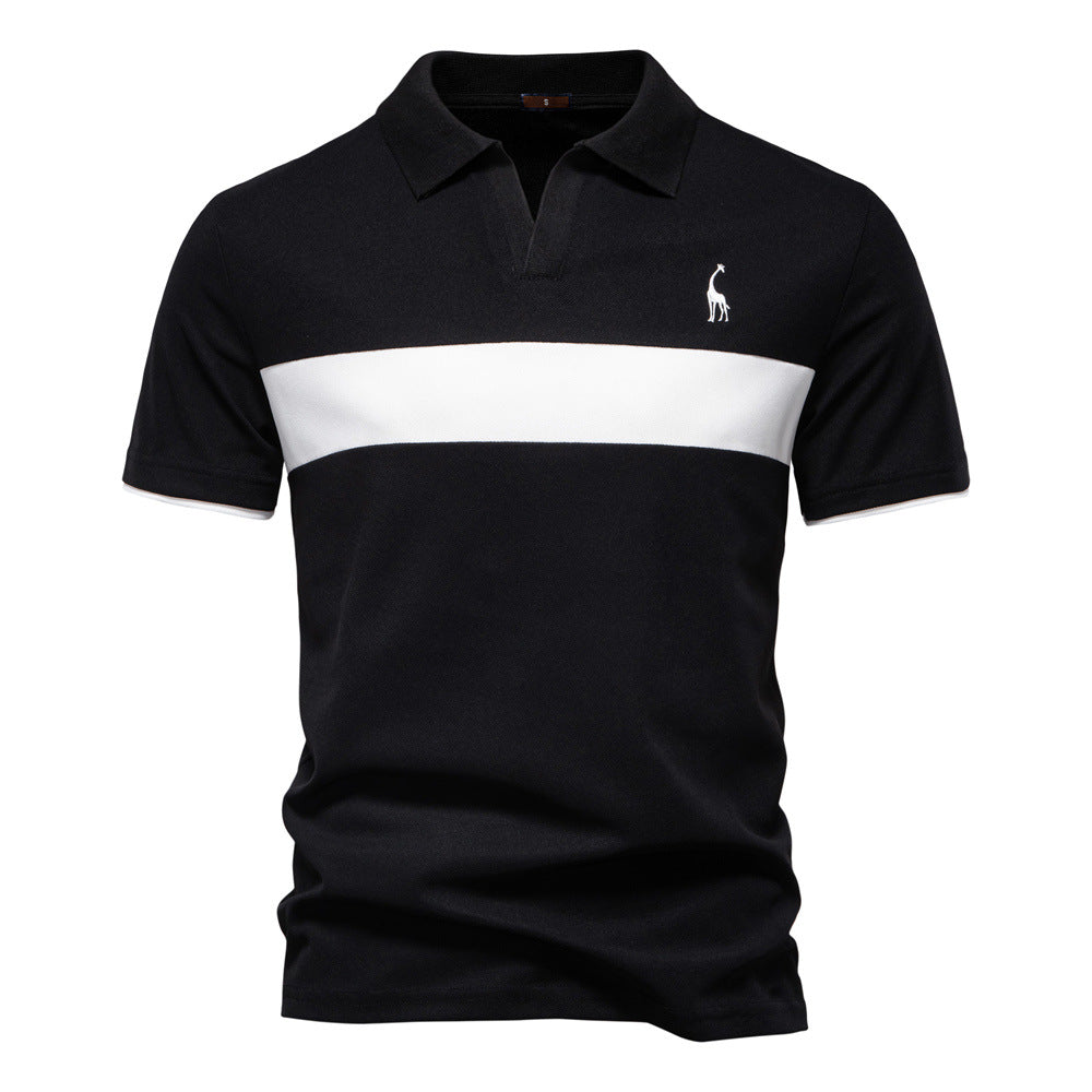 Men's Short-Sleeve Stripe and Embroidered Polo Shirt