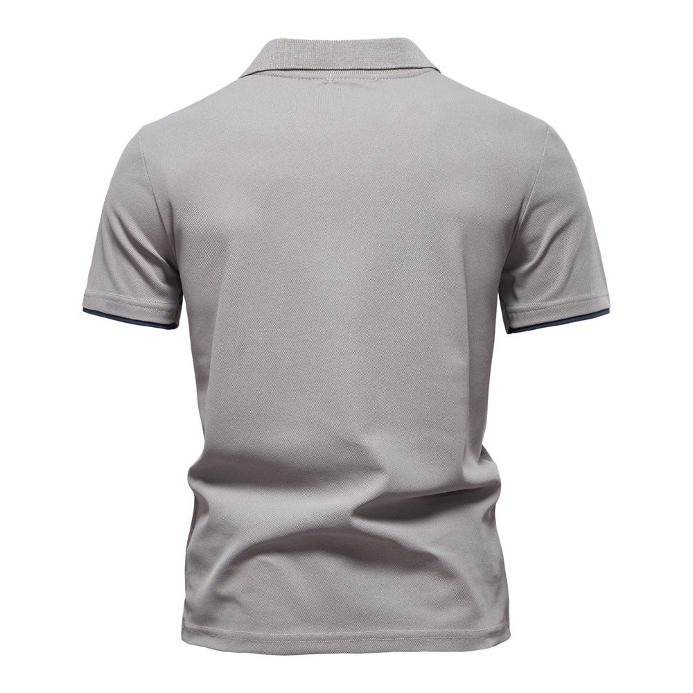 Men's Short-Sleeve Stripe and Embroidered Polo Shirt