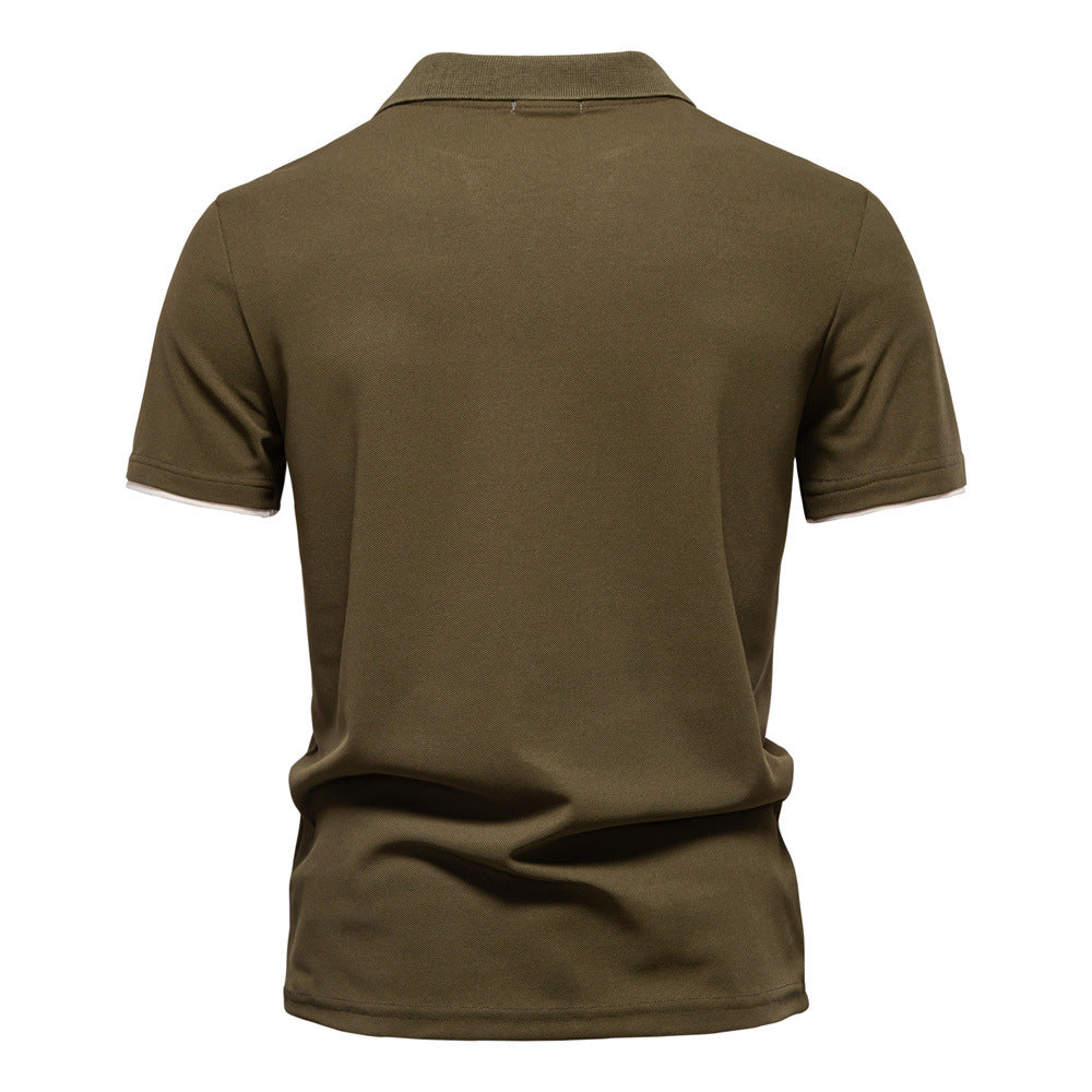 Men's Short-Sleeve Stripe and Embroidered Polo Shirt
