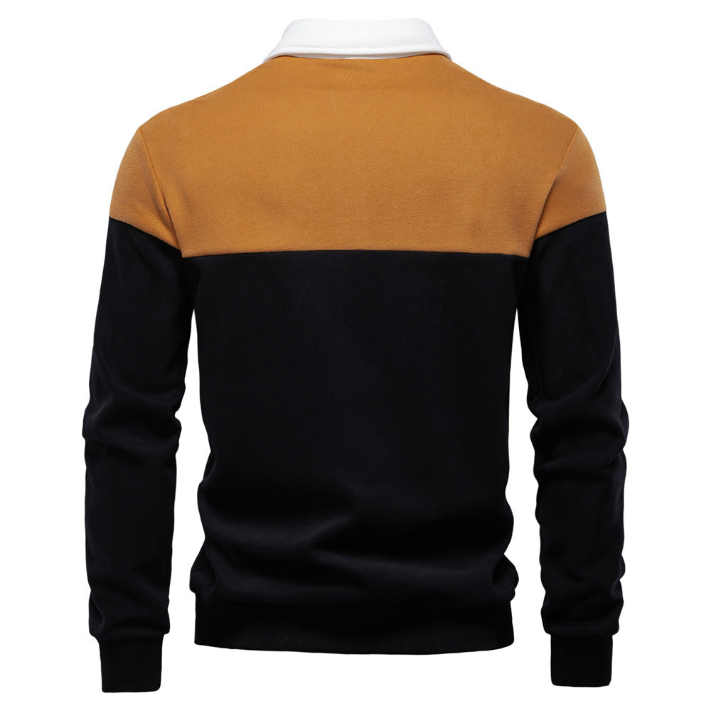 Men's Long-Sleeve Two-Tone Polo Shirt