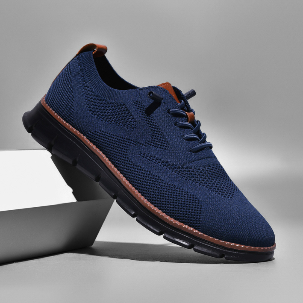 Black Sole Super Comfy breathable Orthopedic Mesh Sneakers For Wide Feet - Navy Blue