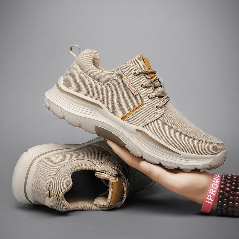 Canvas platform wide feet lace-up casual shoes