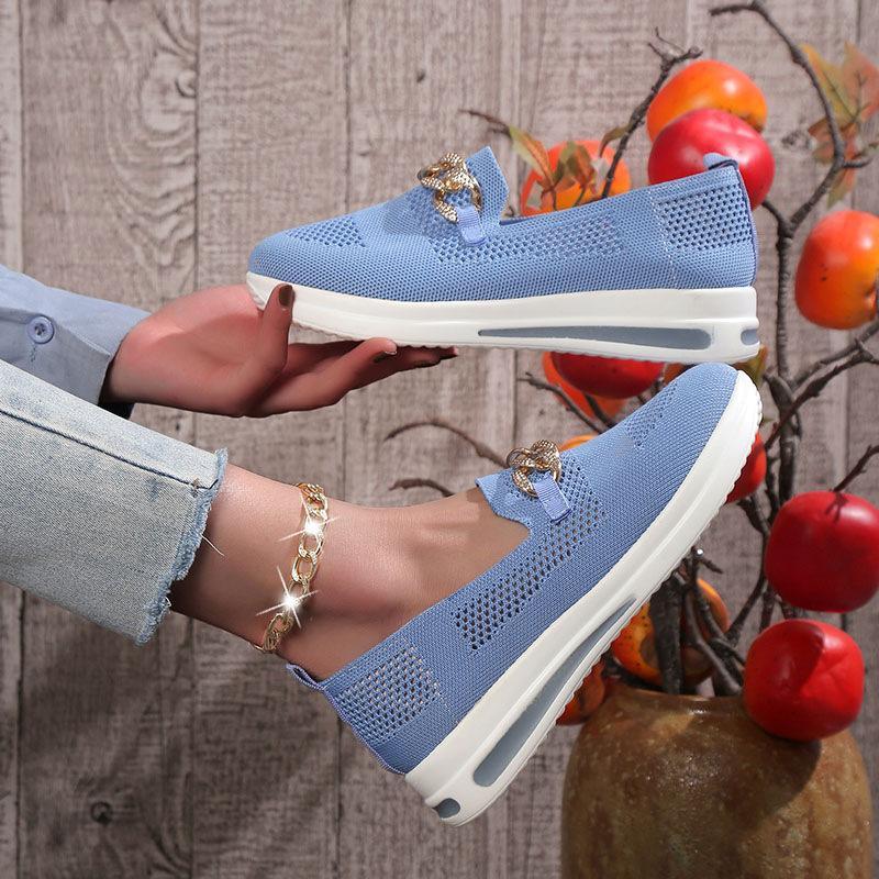 Slip On Mesh solid round head chain Orthopedic Walking Shoes