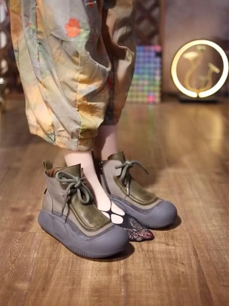Women's color-block casual orthopedic booties