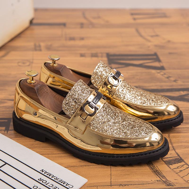 Italian handmade sequin fashion leather shoes