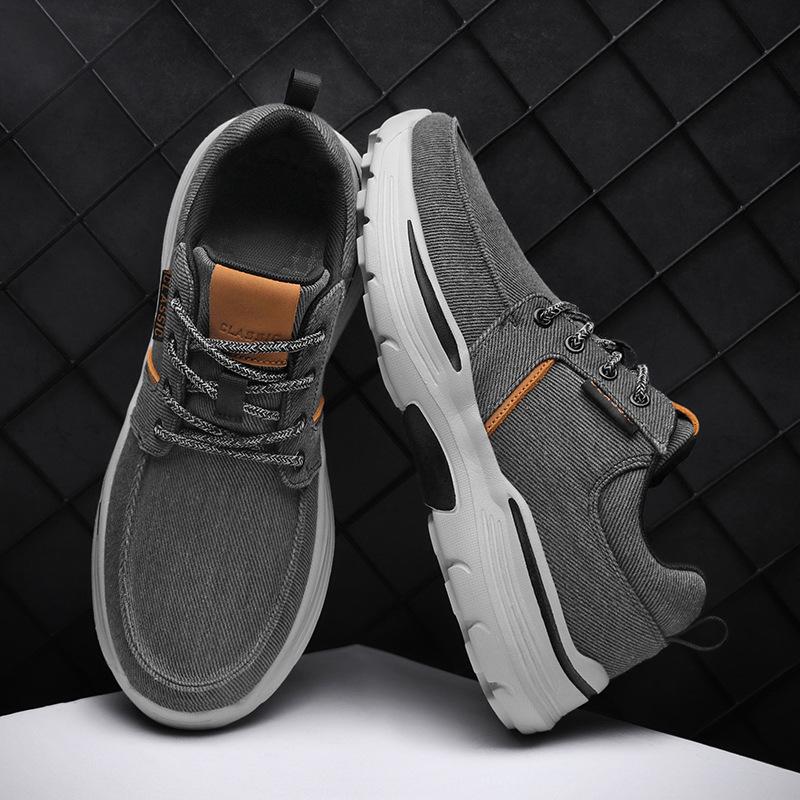 Canvas platform wide feet lace-up casual shoes
