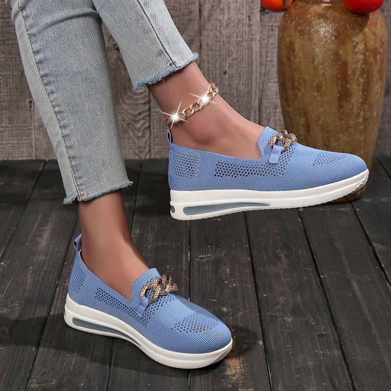 Slip On Mesh solid round head chain Orthopedic Walking Shoes