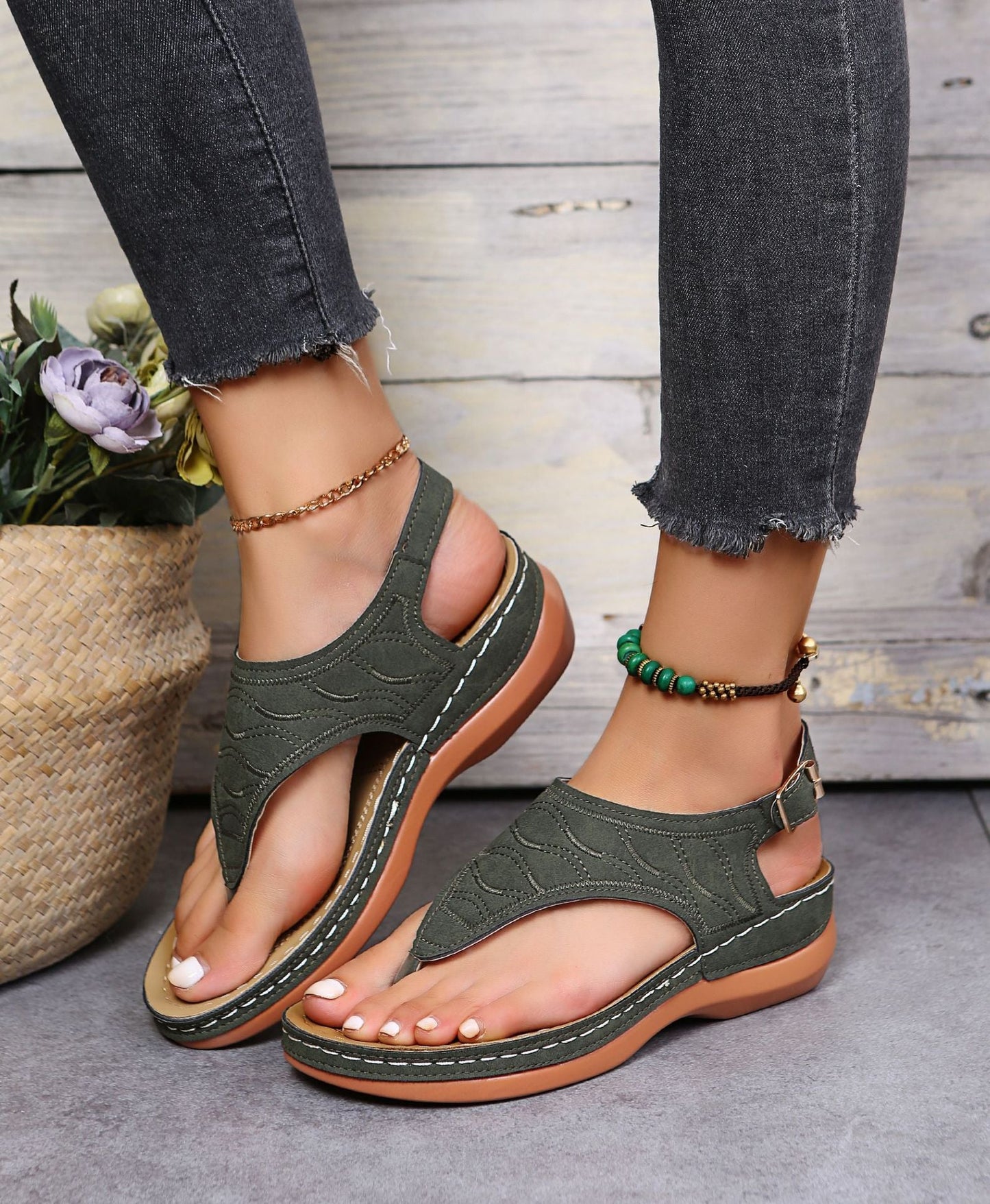 Romanesque buckle-strap sandals