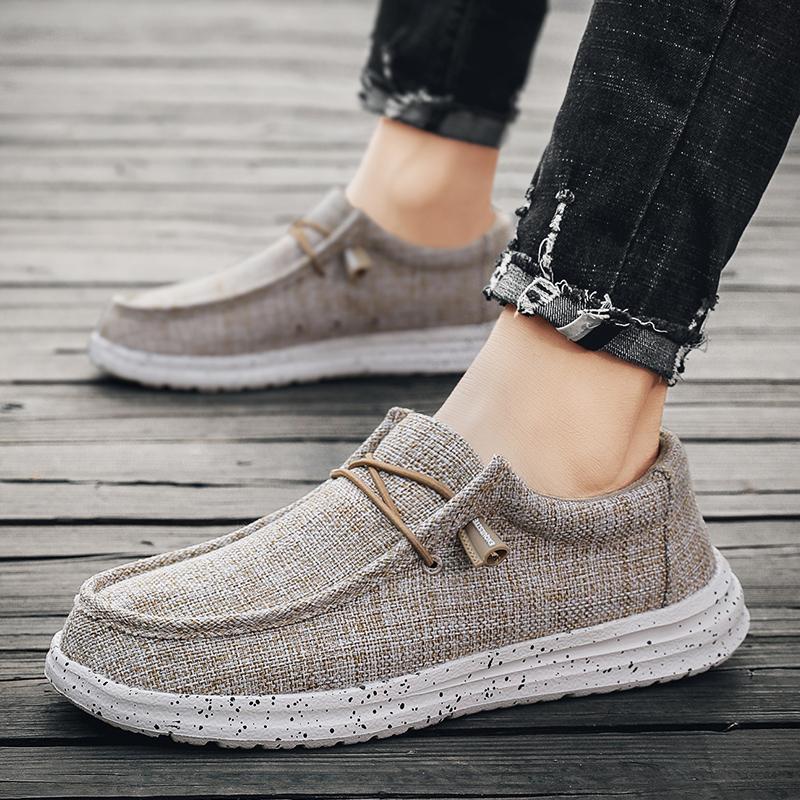 Men's Canvas Shoes Lightweight Wear-Resistant Casual One Pedal Wide Large Size