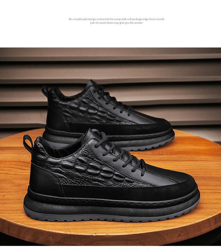 Fashion waterproof non-slip crocodile leather work board shoes