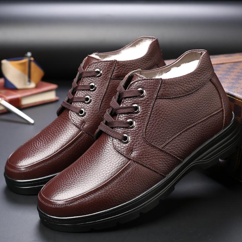 Leather cashmere plus size non-slip men's shoes