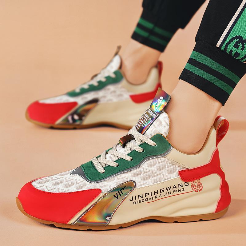 Printed fabric surface breathable tide embroidered tiger head shoes