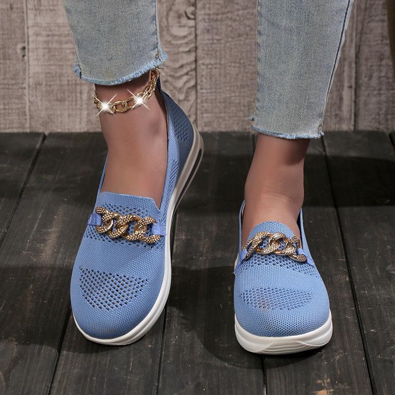 Slip On Mesh solid round head chain Orthopedic Walking Shoes