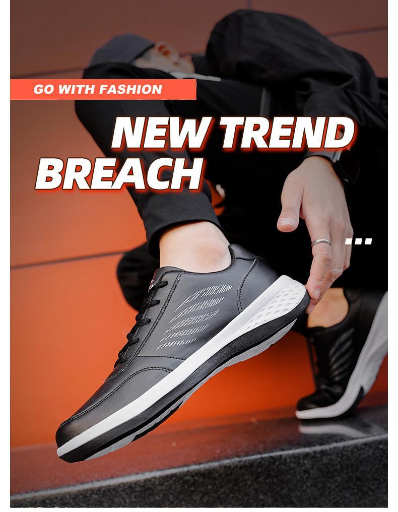 Spring & summer new leather casual breathable running shoes fashion men's shoes