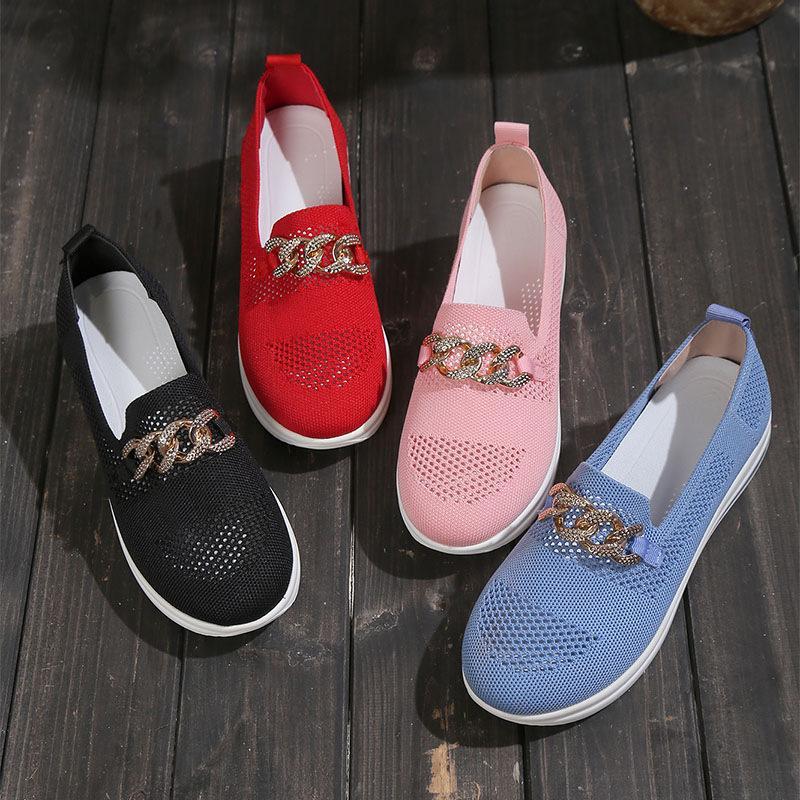 Slip On Mesh solid round head chain Orthopedic Walking Shoes