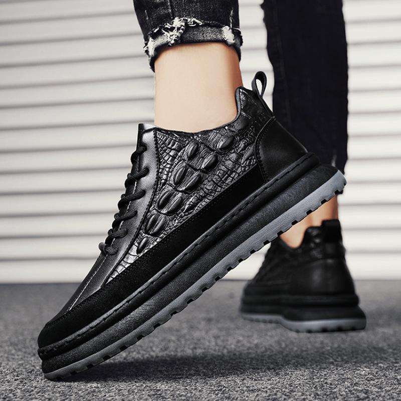 Fashion waterproof non-slip crocodile leather work board shoes