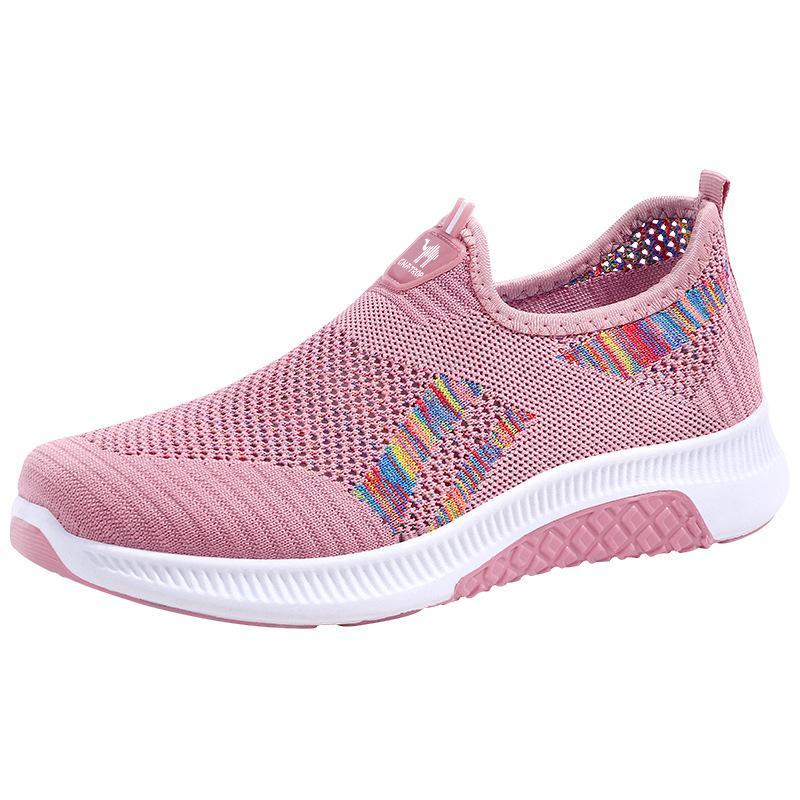 Slip on fly-woven breathable casual lightweight breathable sneakers