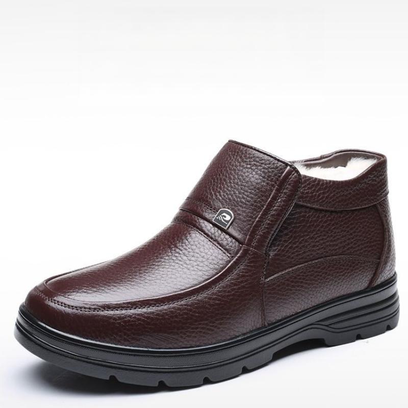 Leather cashmere plus size non-slip men's shoes