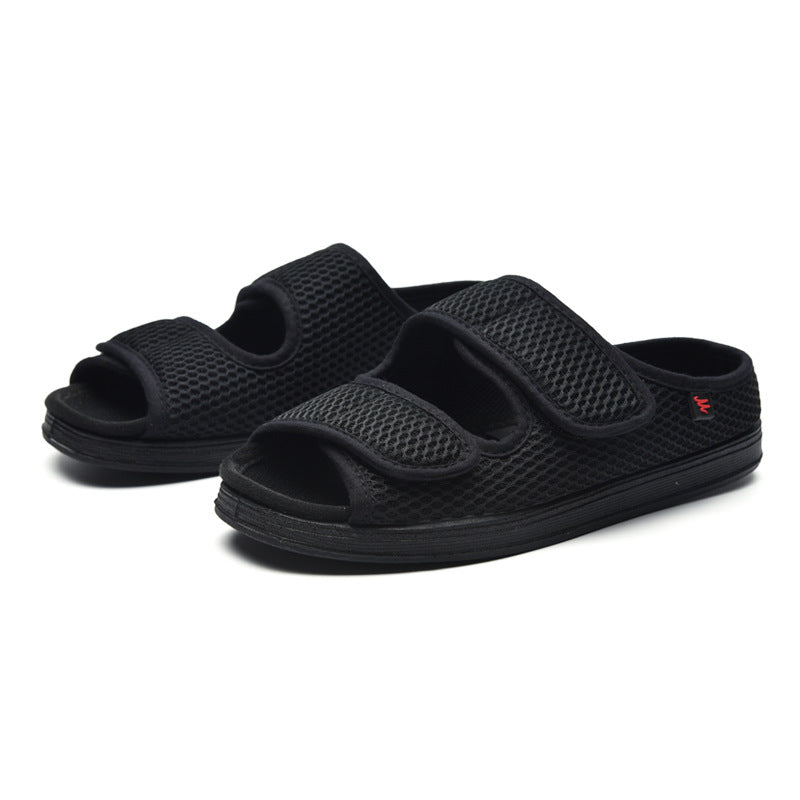 Men's Anti-Slip Elderly Open Toe Adjustable Velcro Extra Wide Sandals Swollen Feet Orthopedic Edema Slippers