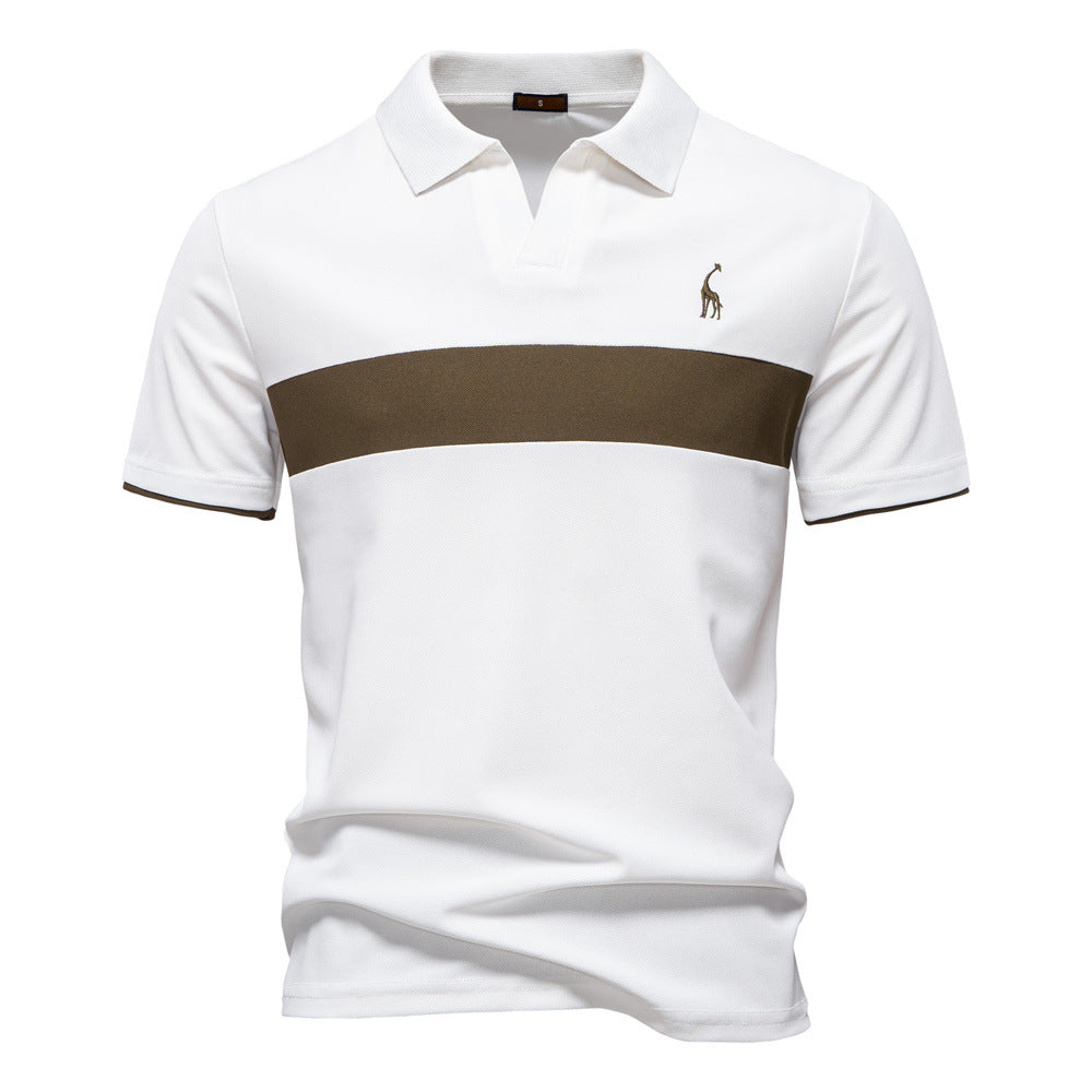 Men's Short-Sleeve Stripe and Embroidered Polo Shirt