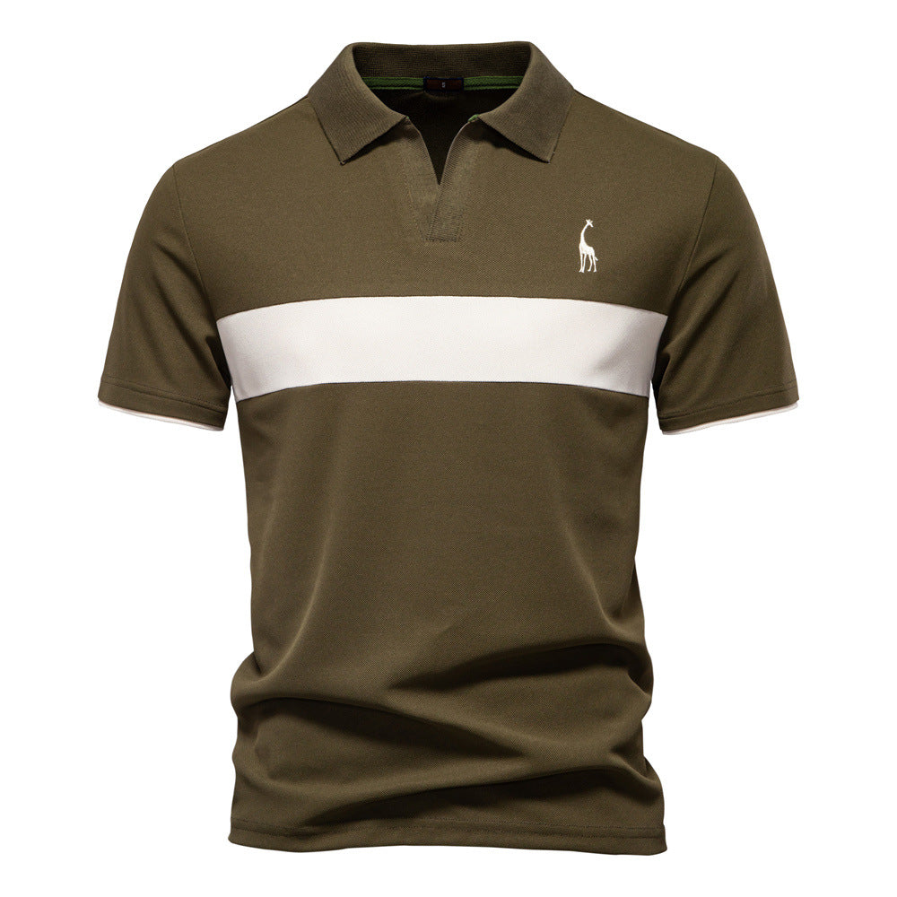 Men's Short-Sleeve Stripe and Embroidered Polo Shirt