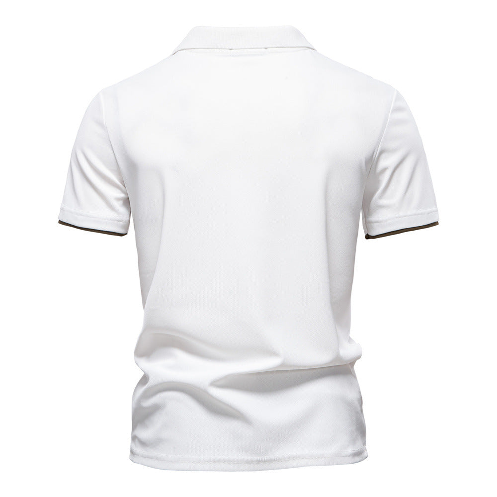 Men's Short-Sleeve Stripe and Embroidered Polo Shirt