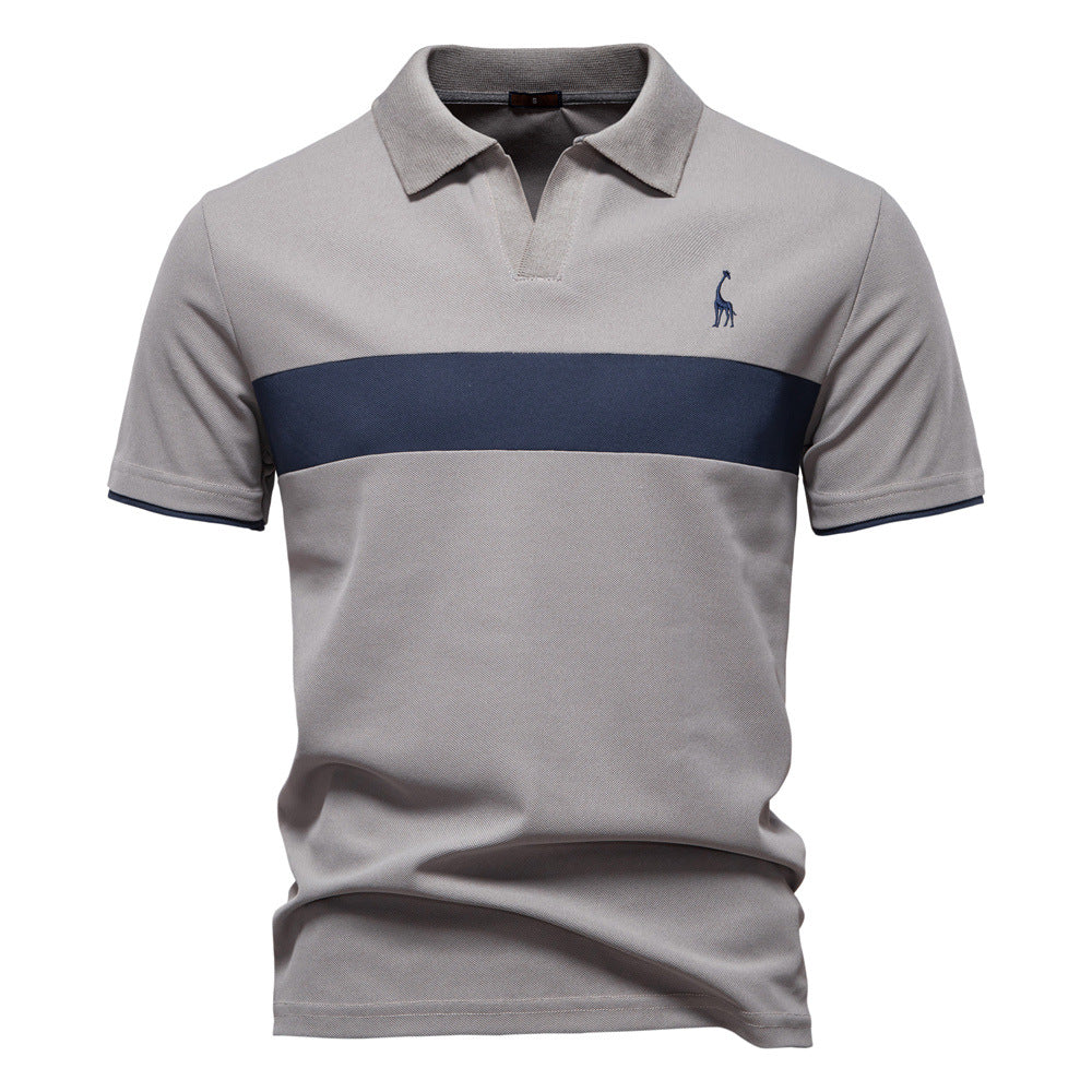 Men's Short-Sleeve Stripe and Embroidered Polo Shirt