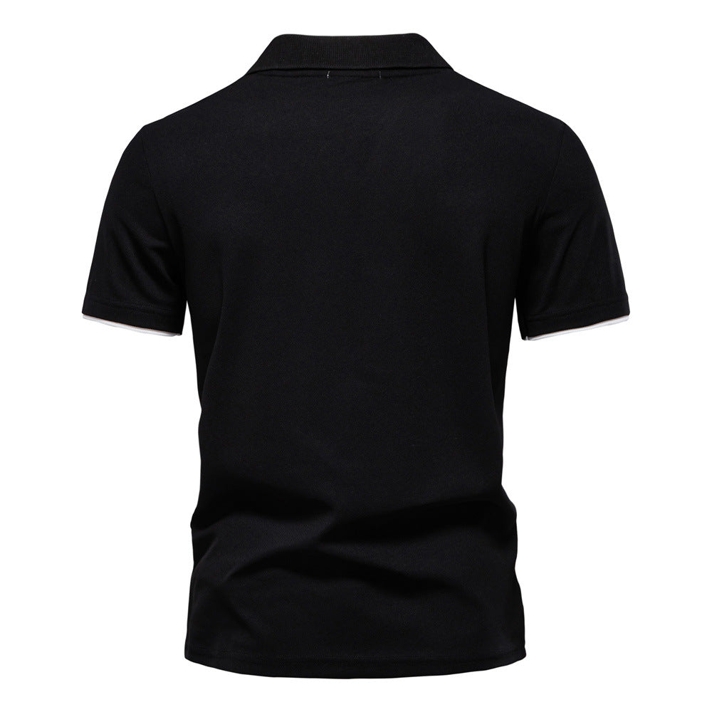 Men's Short-Sleeve Stripe and Embroidered Polo Shirt