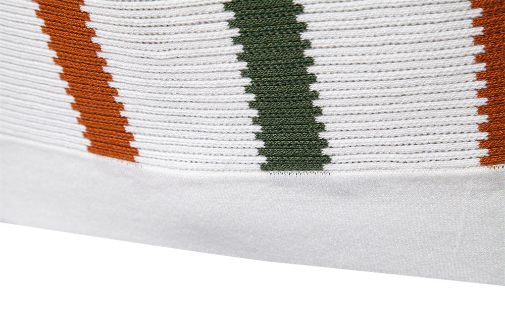 Men's Striped Knitted Polo Shirt with Collar