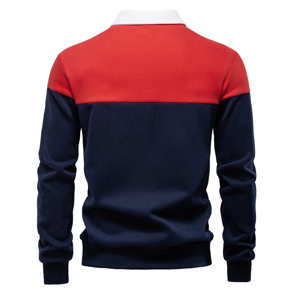 Men's Long-Sleeve Two-Tone Polo Shirt