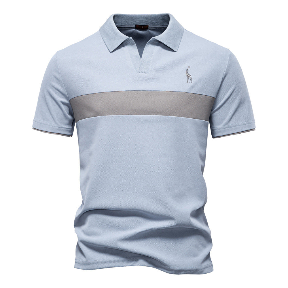 Men's Short-Sleeve Stripe and Embroidered Polo Shirt