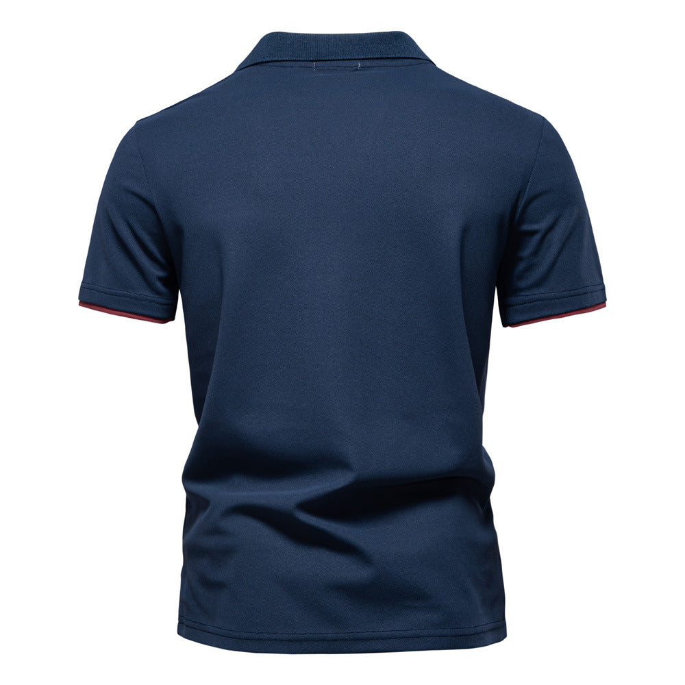 Men's Short-Sleeve Stripe and Embroidered Polo Shirt