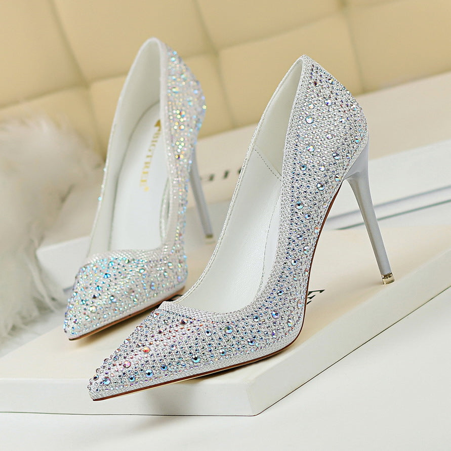 Fashion banquet party stiletto sexy color diamond high heels