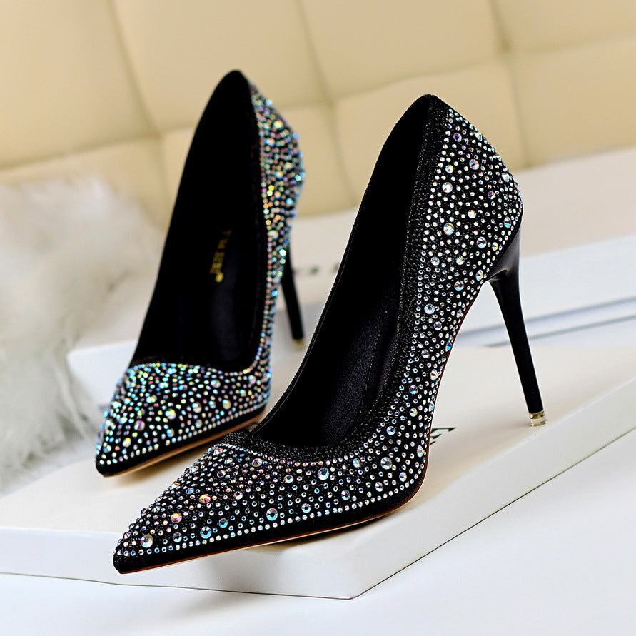 Fashion banquet party stiletto sexy color diamond high heels