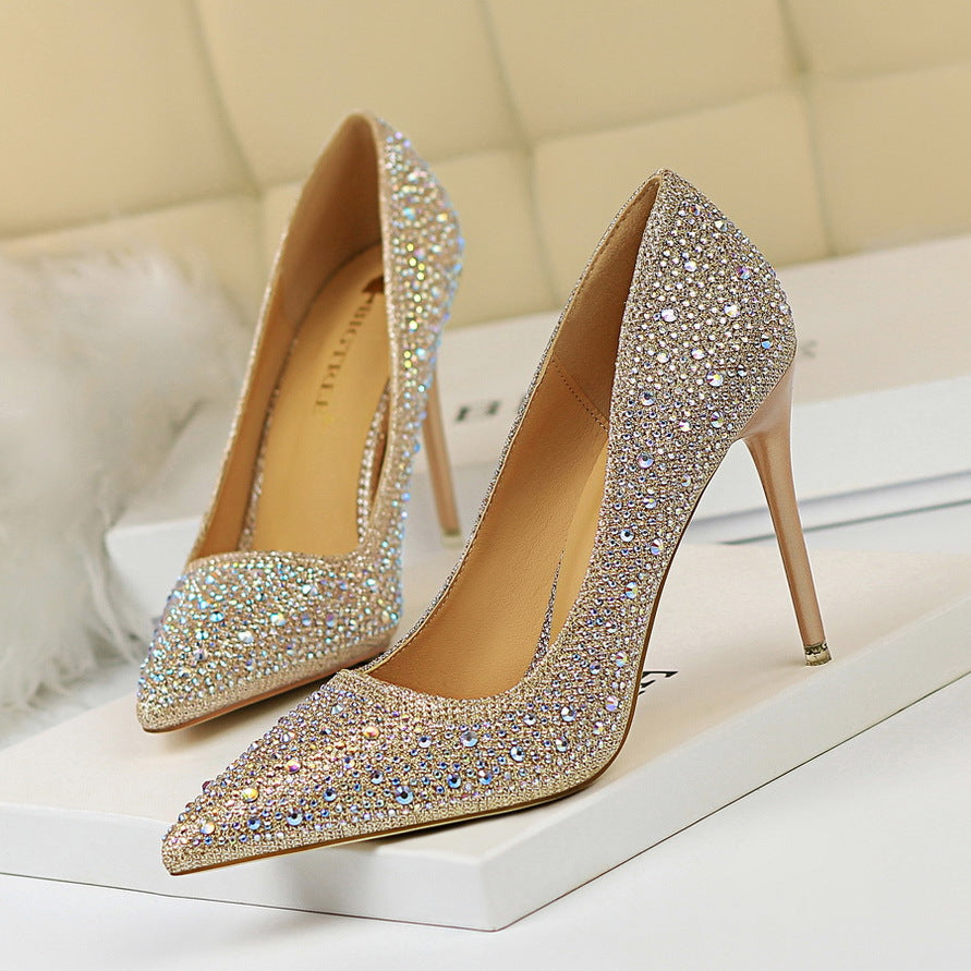 Fashion banquet party stiletto sexy color diamond high heels