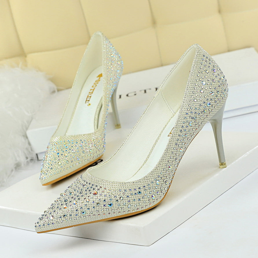 Fashion banquet party stiletto sexy color diamond high heels