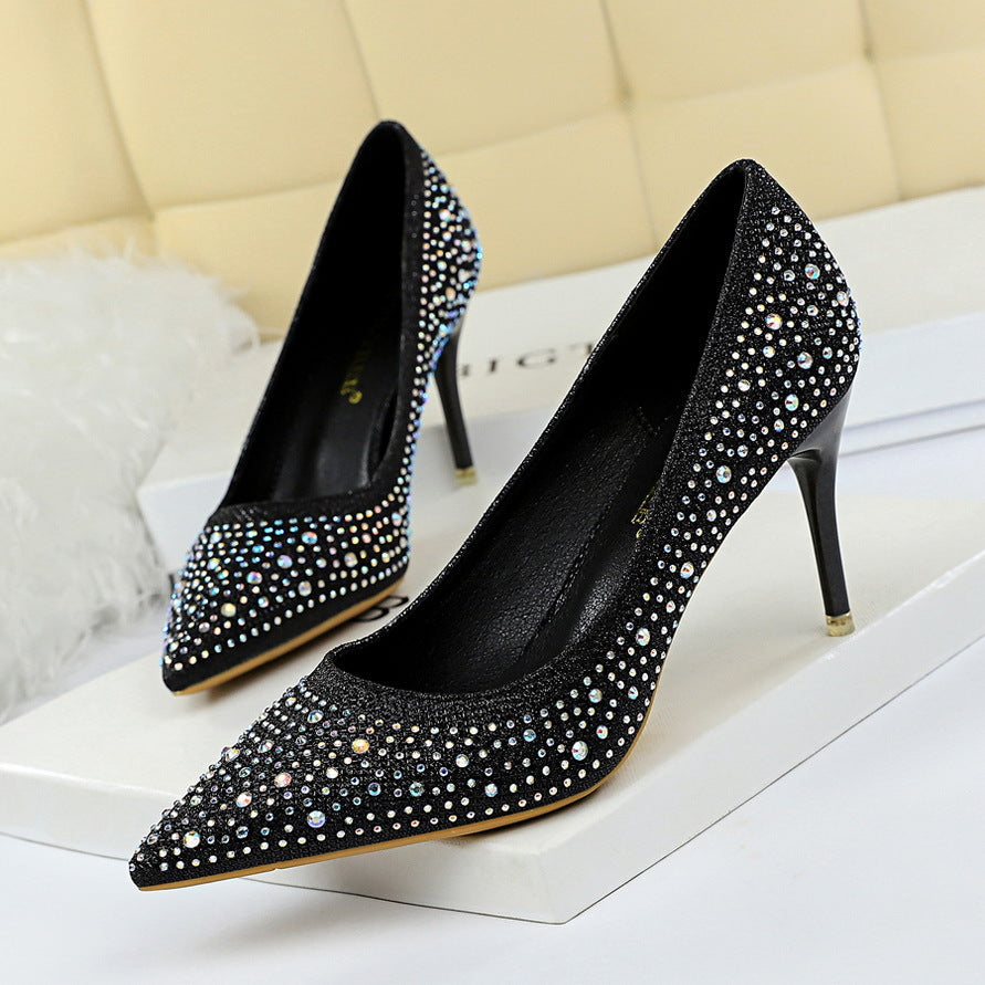 Fashion banquet party stiletto sexy color diamond high heels